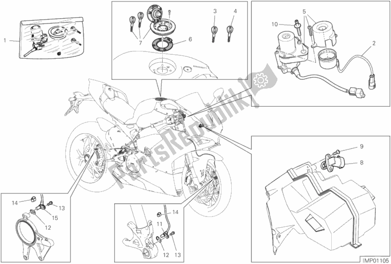 Todas as partes de 13f - Dispositivos Elétricos do Ducati Superbike Panigale V4 S USA 1100 2019